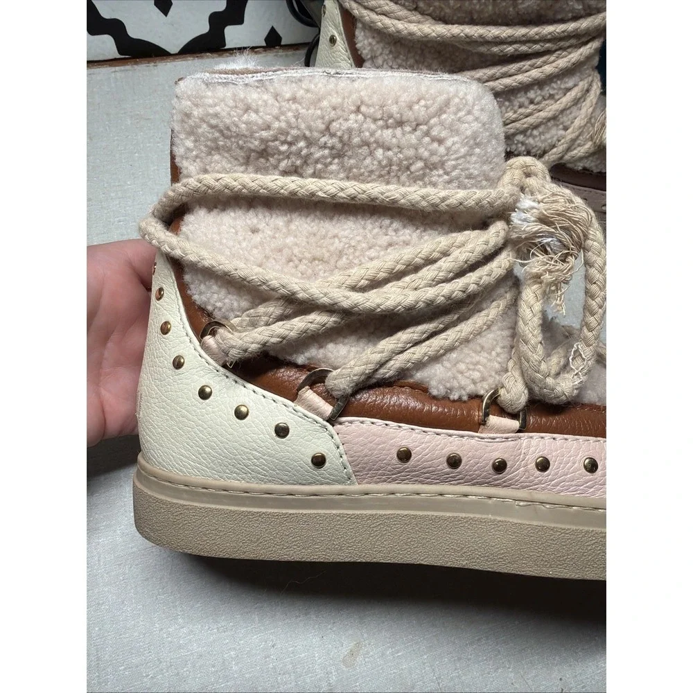 Preowned INUIKII Winter Sneaker Boots – Suede, Shearling Rubber Sole 37 US 6.5-7